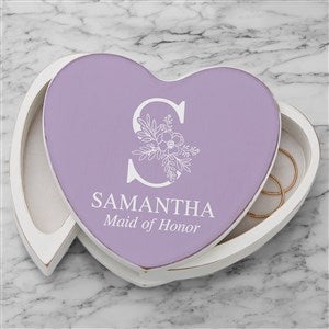 Floral Bridesmaid Personalized Heart Jewelry Box - 47996