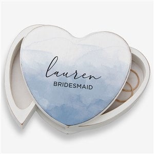 Watercolor Bridesmaid Personalized Heart Jewelry Box - 48003