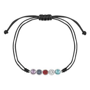 Custom Birthstone String Bolo Bracelet- 5 Stones - 48004D-5B