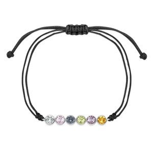 Custom Birthstone String Bolo Bracelet - 6 Stones - 48004D-6B