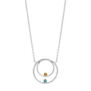 Custom Mother and Child Circle Birthstone Necklace- 2 Stones - 48010D-2SS