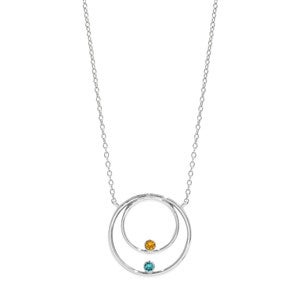 Custom Mother and Child Circle Birthstone Necklace 2 Stones