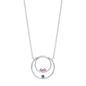 Custom Mother and Child Circle Birthstone Necklace- 3 Stones - 48010D-3SS