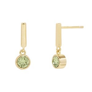Custom Birthstone Charm Bar Earrings - Gold - 48022D-1GD