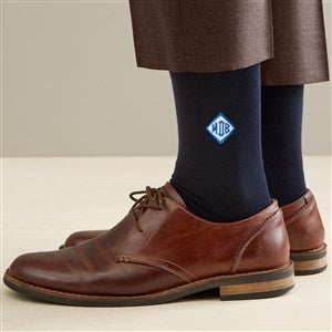 Diamond Monogram Embroidered Navy Sock Set - 48026-N