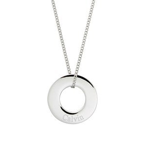 Mens Engravable Circle Pendant Necklace - 48031D