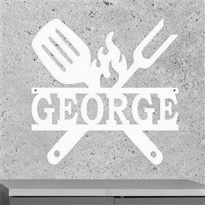 Personalized Grill Master Steel Sign - White - 48045D-W