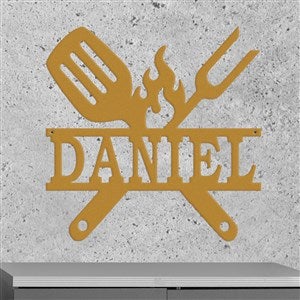 Personalized Grill Master Steel Sign - Gold - 48045D-G
