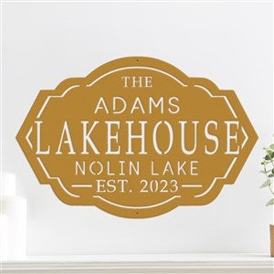 Personalized Lake House Steel Sign- Gold - 48046D-G