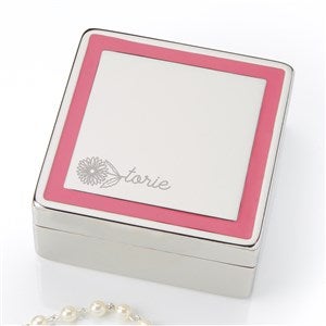 Birth Flower Name Personalized Jewelry Box - 48063