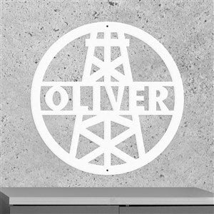 Personalized Oil Derrick Steel Sign- White - 48088D-W