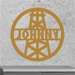 Personalized Oil Derrick Steel Sign- Gold - 48088D-G