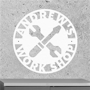 Personalized Workshop Steel Sign- White - 48108D-W