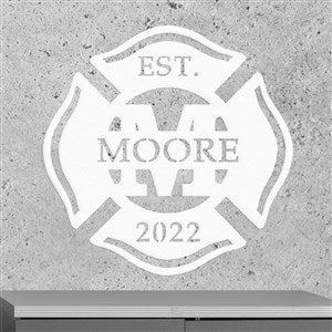 Custom Firefighter Monogram Steel Sign- White - 48109D-W
