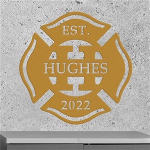 Custom Firefighter Monogram Steel Sign- Gold - 48109D-G