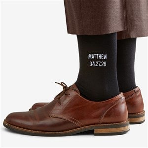 Wedding Day Embroidered Black Socks - 1 Pair - 48118-B