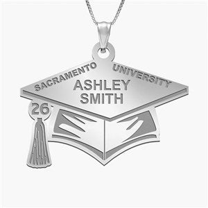 Custom Graduation Name and School Pendant - Stainless Steel - 48144D