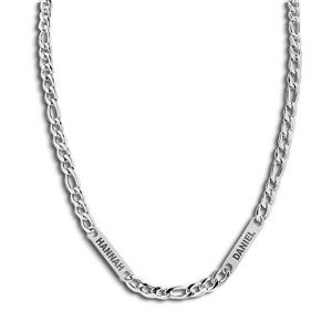 Personalized Mens Figaro Name ID Necklace - 2 Names - 48149D-S2
