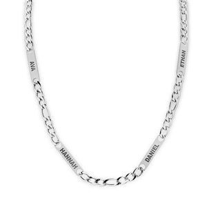 Personalized Mens Figaro Name ID Necklace - 4 Names - 48149D-S4