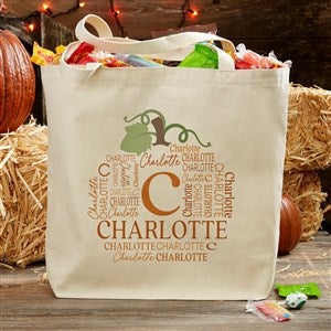 Fall Repeating Name  Personalized Canvas Tote Bag- 20 x 15 - 48150-L