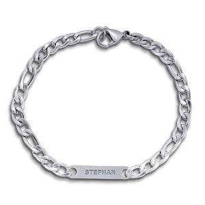 Personalized Mens Figaro Name ID Bracelet - 1 Name - 48154D-S1