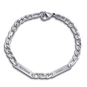 Personalized Mens Figaro Name ID Bracelet - 2 Names - 48154D-S2