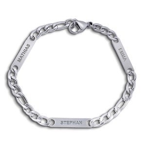 Personalized Mens Figaro Name ID Bracelet - 3 Names - 48154D-S3