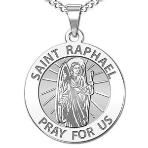 Custom Saint Raphael Engraved Pendant - 48179D