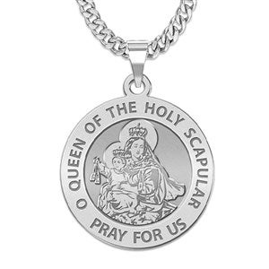 Custom Queen of the Holy Scapular Engraved Pendant - 48186D