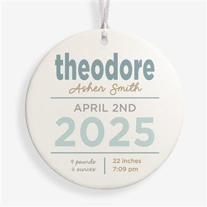 New Baby Details Personalized Ornament- 3.75quot; Matte - 1 Sided - 48197-1L