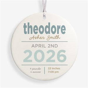 New Baby Details Personalized Ornament- 3.75quot; Matte - 1 Sided - 48197-1L