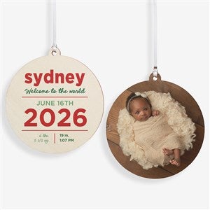 New Baby Details Personalized Ornament- 3.75quot; Wood - 2 Sided - 48197-2W