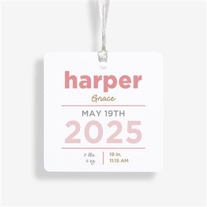 New Baby Details Personalized Ornament- 2.75quot; Metal - 1 Sided - 48197-1M