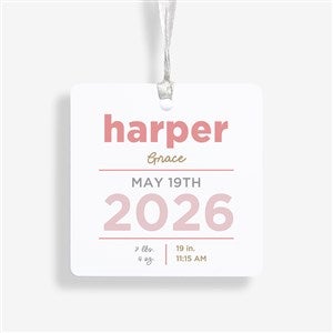 New Baby Details Personalized Ornament- 2.75quot; Metal - 1 Sided - 48197-1M