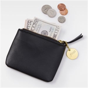 Engraved Black Leather Card & Coin Purse - 48210