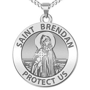 Custom Saint Brendan Engraved Pendant - 48228D