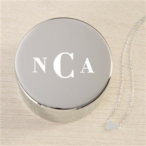 Classic Celebrations Personalized Round Jewelry Box Set-Silver Heart Necklace - 48309-SH