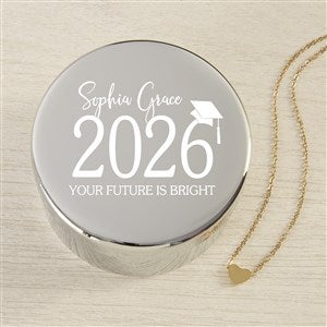 Classic Graduation Personalized Round Jewelry Box Set-Gold Heart Necklace - 48311-GH