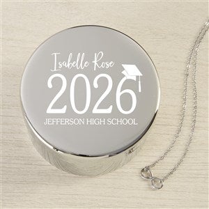 Classic Graduation Personalized Round Jewelry Box Set-Silver Infinity Necklace - 48312-SI