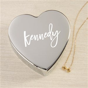 Scripty Name Personalized Heart Jewelry Box Set-Gold Infinity Necklace - 48314-GH