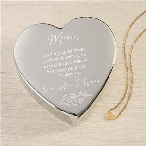 Floral Message To Mom Personalized Heart Jewelry Box Set-Gold Heart Necklace - 48315-GH