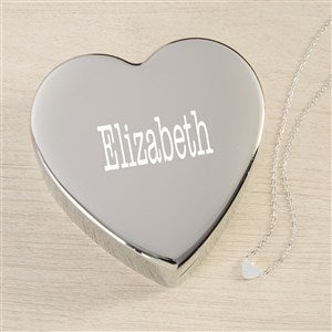 Classic Celebrations Personalized Heart Jewelry Box Set-Silver Heart Necklace - 48317-SH