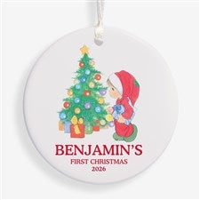Precious Moments Holly Jolly Personalized Ornament-2.85quot; Glossy- 1 Sided - 48329-1S