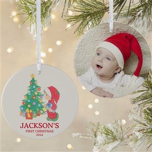 Precious Moments® Holly Jolly Personalized Ornament-3.75" Matte- 2 Sided - 48329-2L
