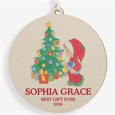 Precious Moments Holly Jolly Personalized Ornament-3.75quot; Wood- 1 Sided - 48329-1W