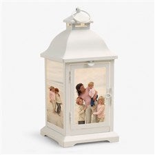 Personalized Photo White Metal LED Lantern - 48449
