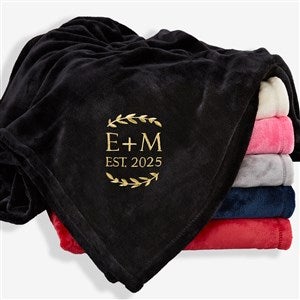 Their Initials Personalized 60x80 Black Fleece Blanket - 48465-LB