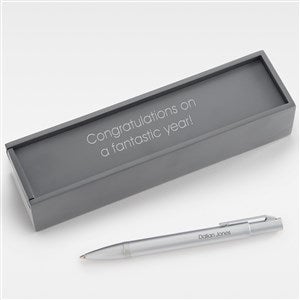 Engraved Satin Chrome Ballpoint Pen and Box - 48488
