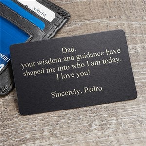 Engraved Message Black Metal Wallet Card - 48519