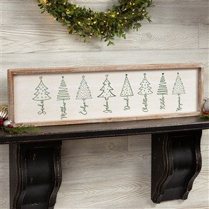 Scripted Names Christmas Tree Personalized Barnwood Wall Art - Whitewashed - 48565-30x8